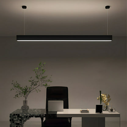 Black Modern Minimalist Linear LED Long Strip Office Ceiling Pendant Lights - Flyachilles