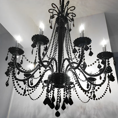 Black Palace Candle Branch Crystal Chandeliers Light - Flyachilles