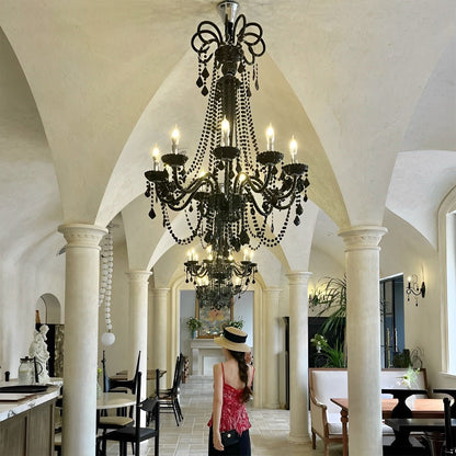 Black Palace Candle Branch Crystal Chandeliers Light - Flyachilles