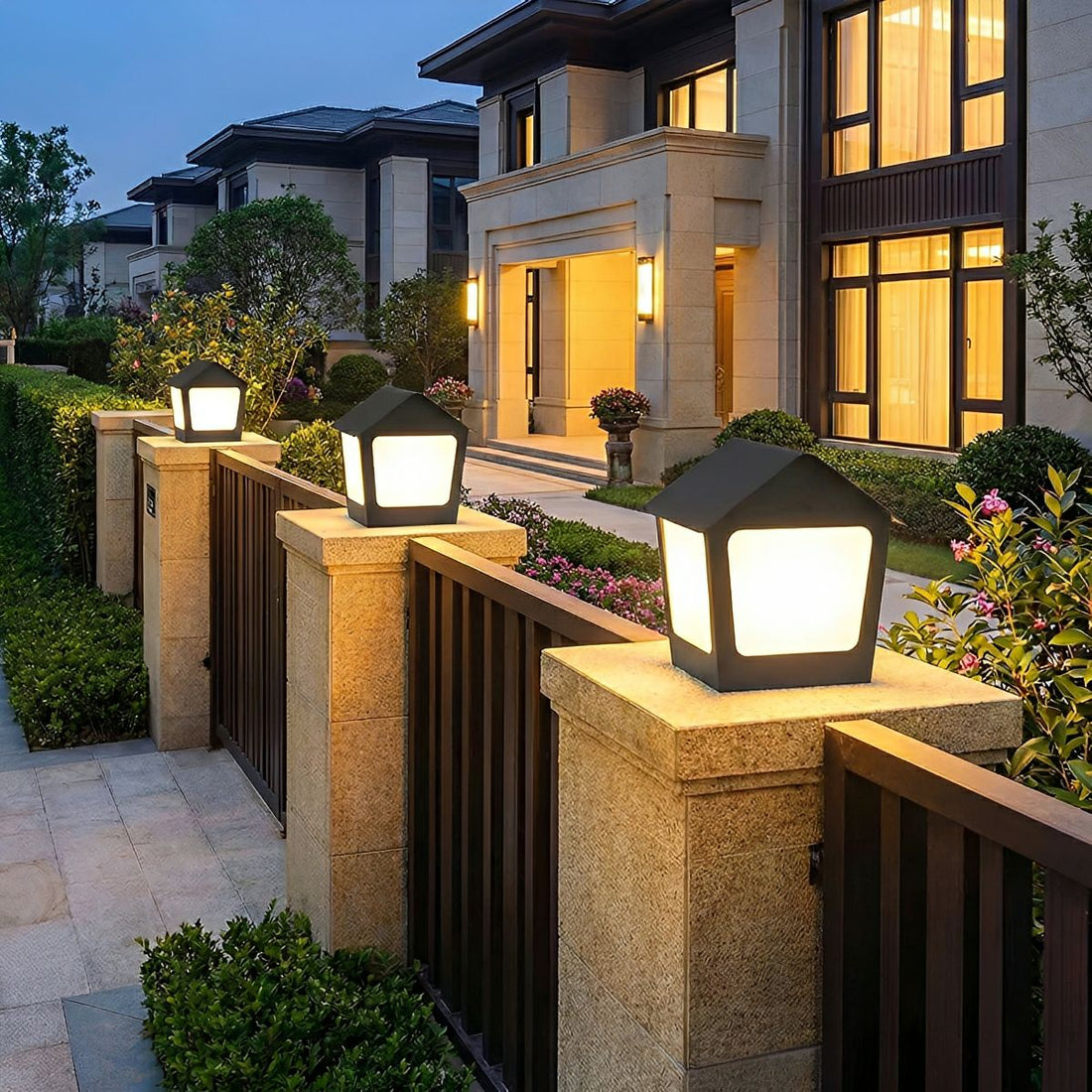 Black Waterproof House Outdoor Post Lights - Flyachilles
