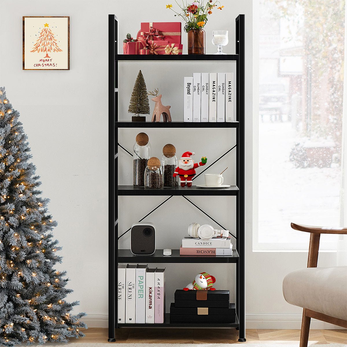 Classic 5 Tiers Bookshelf Storage Rack Shelves Storage Organizer - Flyachilles