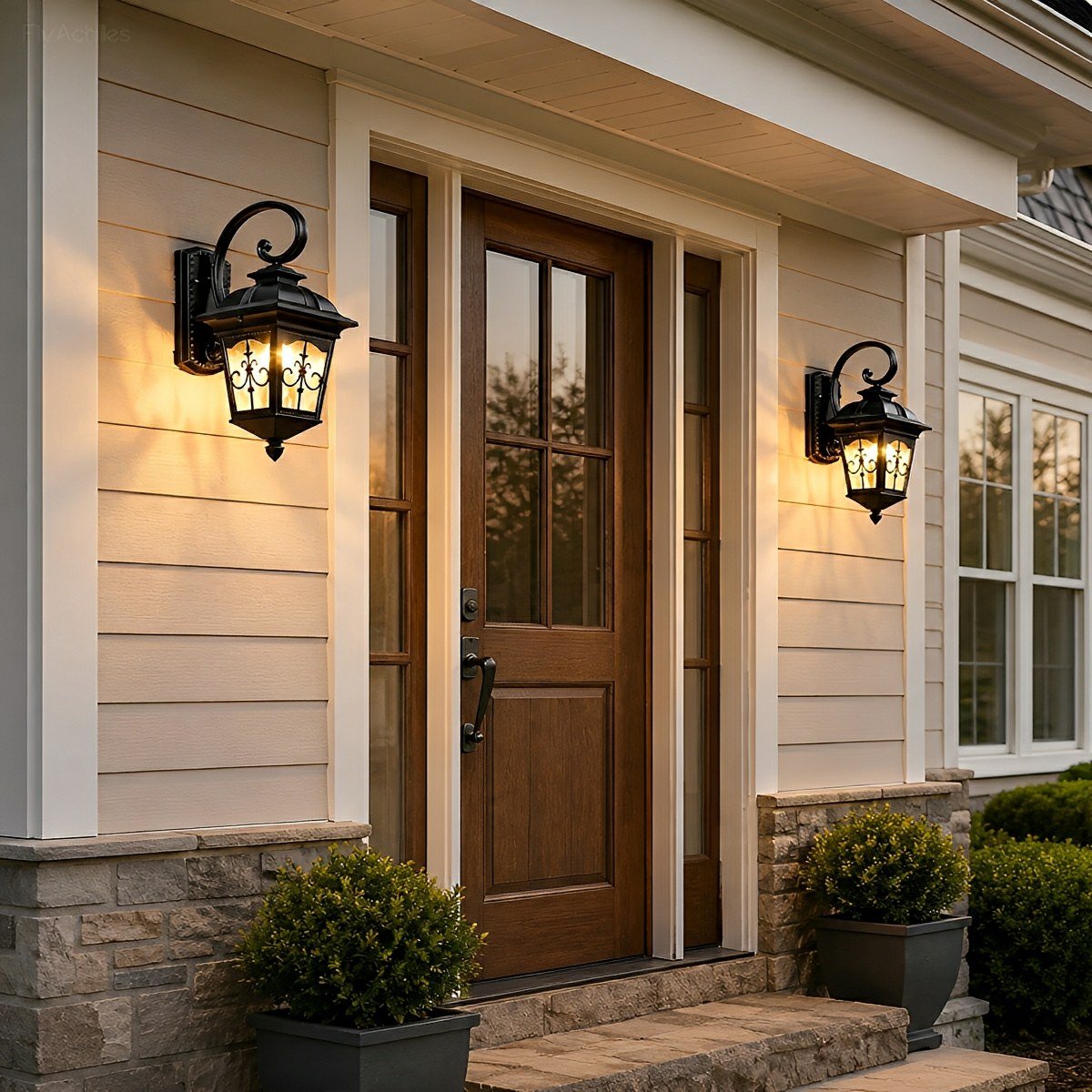 Classic European Outdoor Waterproof Tower Glass Wall Light LED Exterior Sconce - Flyachilles