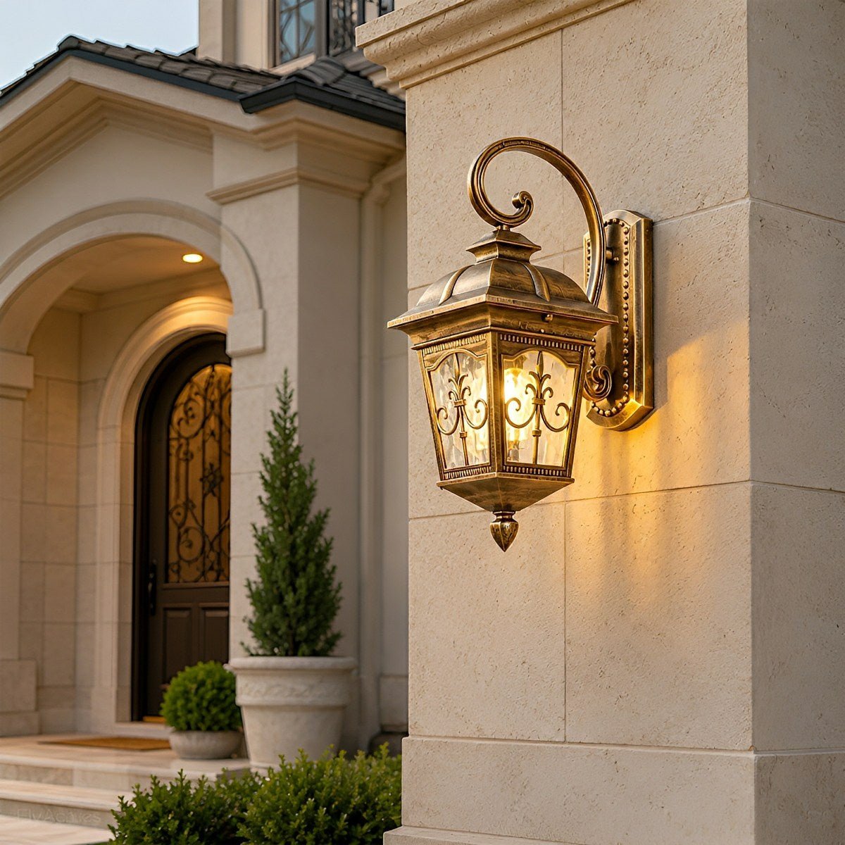 Classic European Outdoor Waterproof Tower Glass Wall Light LED Exterior Sconce - Flyachilles