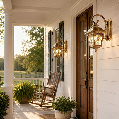 Classic European Outdoor Waterproof Tower Glass Wall Light LED Exterior Sconce - Flyachilles