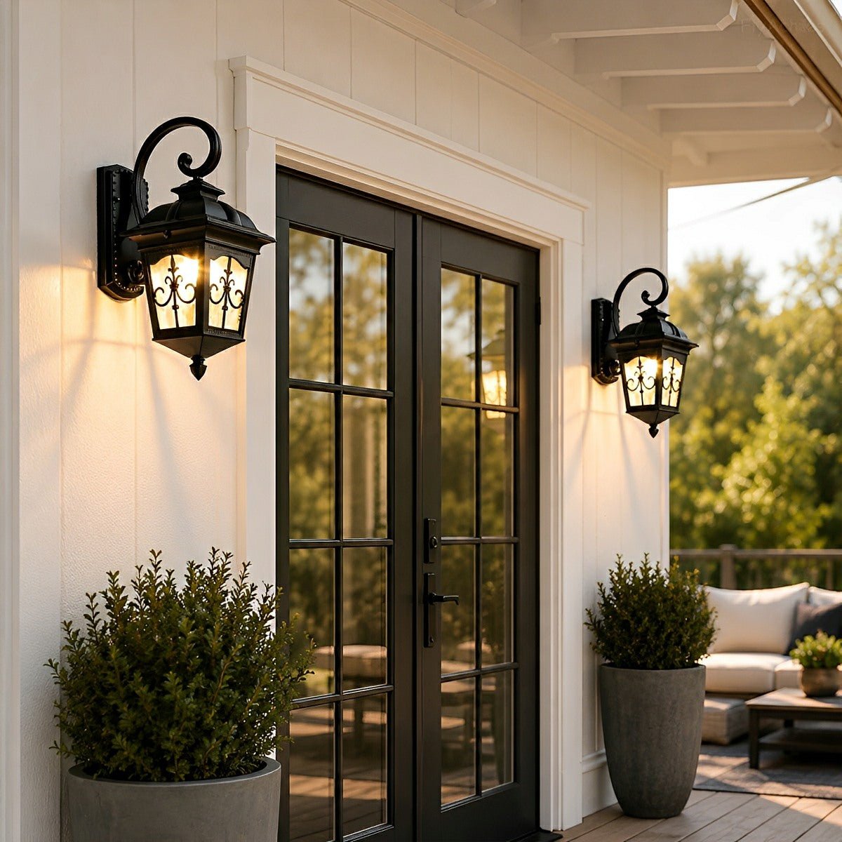 Classic European Outdoor Waterproof Tower Glass Wall Light LED Exterior Sconce - Flyachilles