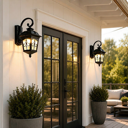 Classic European Outdoor Waterproof Tower Glass Wall Light LED Exterior Sconce - Flyachilles