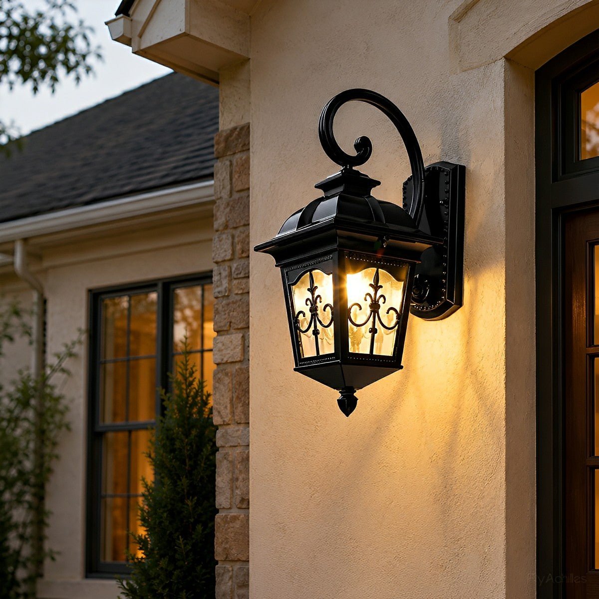 Classic European Outdoor Waterproof Tower Glass Wall Light LED Exterior Sconce - Flyachilles