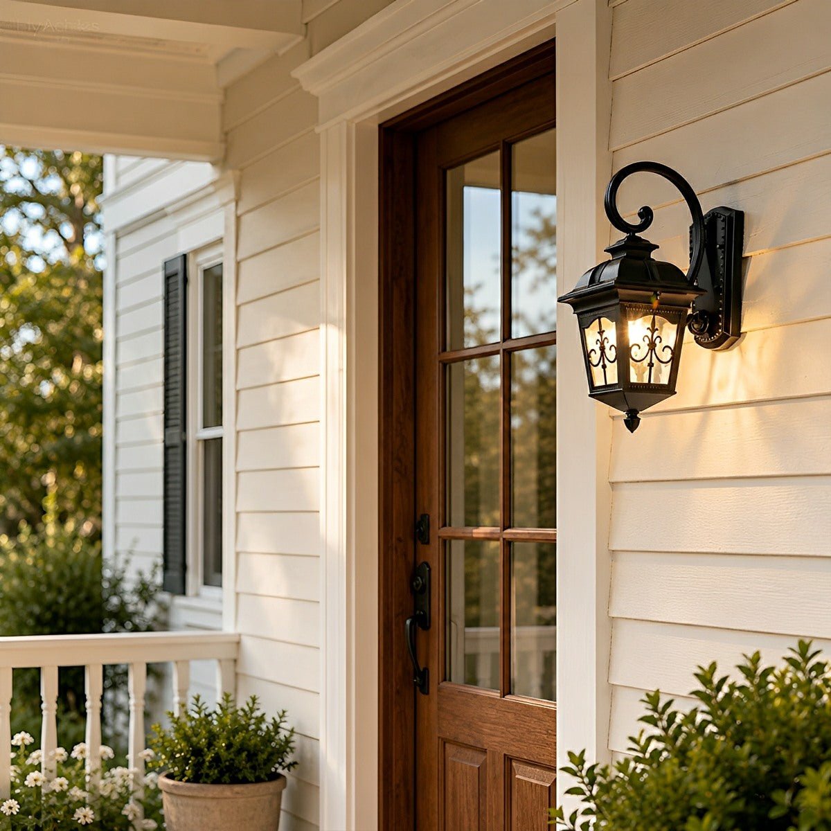 Classic European Outdoor Waterproof Tower Glass Wall Light LED Exterior Sconce - Flyachilles