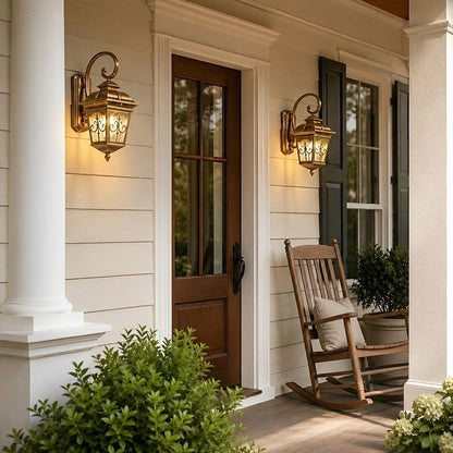 Classic European Outdoor Waterproof Tower Glass Wall Light LED Exterior Sconce - Flyachilles