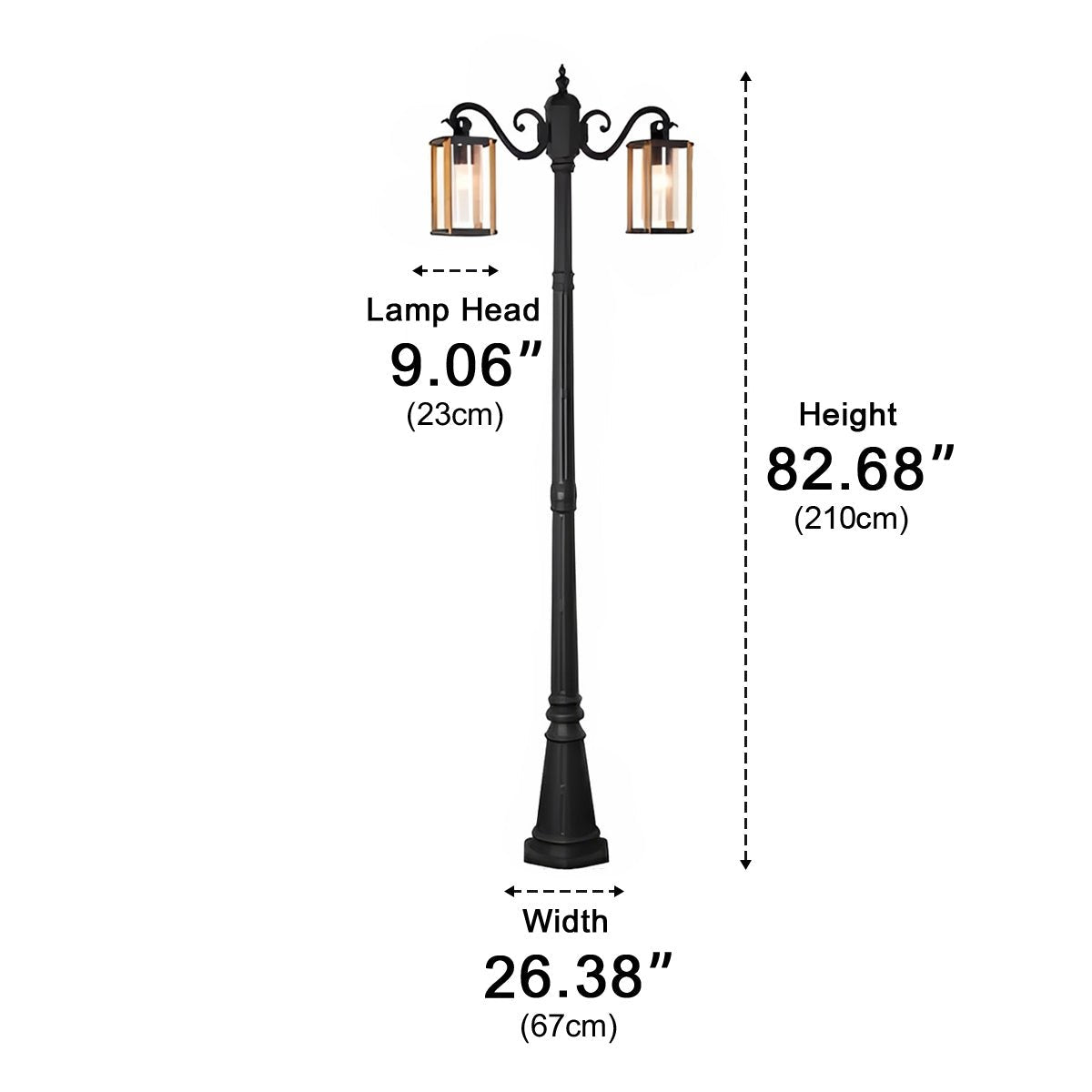 Classic Round Coach Lamps LED Outdoor Pathway Post Lights - Flyachilles