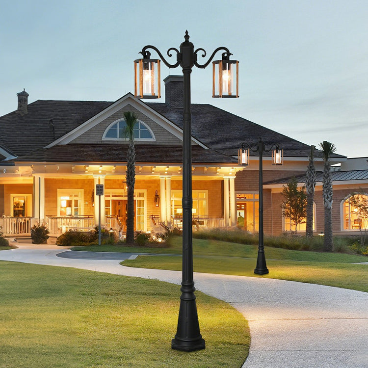 Classic Round Coach Lamps LED Outdoor Pathway Post Lights - Flyachilles
