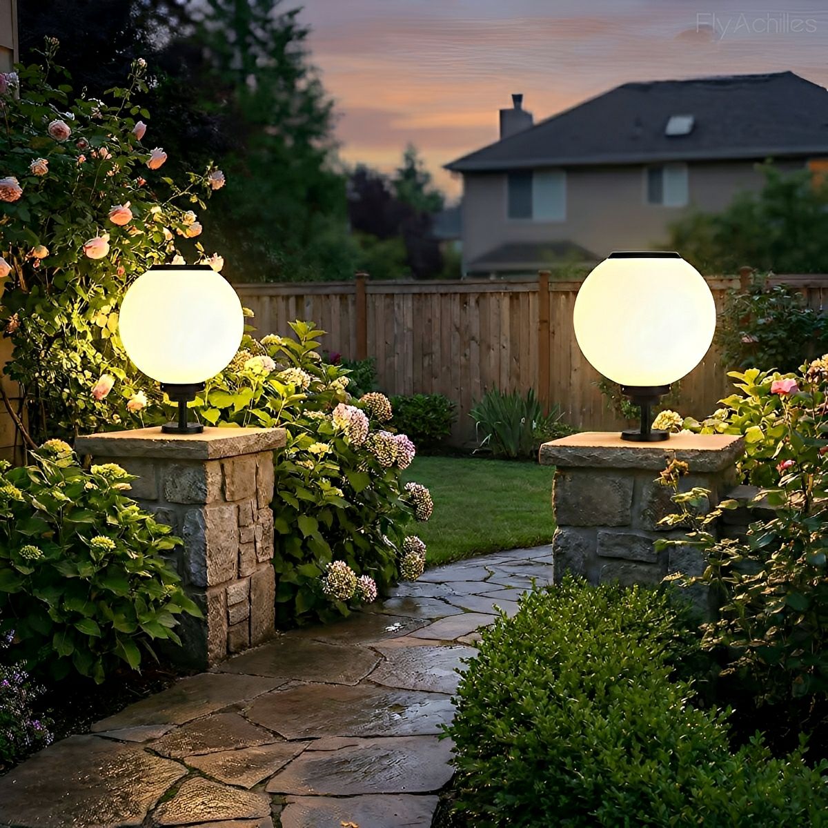 Classic Solar Fence Waterproof Globe LED Fence Post Caps Lights - Flyachilles