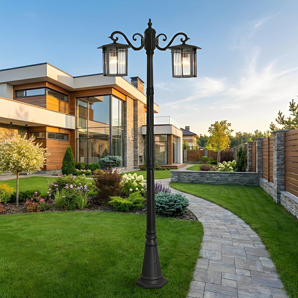 Classic Square Coach Lamps LED Outdoor Pathway Post Lights - Flyachilles