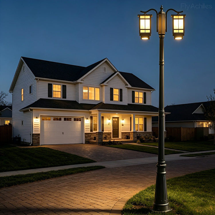 Classic Waterproof Black Outdoor Pole Lights LED Street Lamp - Flyachilles