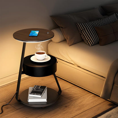 Coffee Table With Floor Lamp Shelf with Lamp Wireless Chargeable Bedside Table - Flyachilles