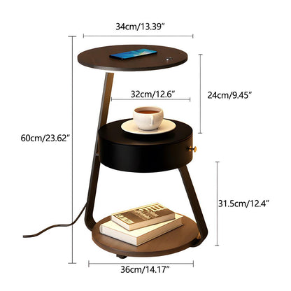 Coffee Table With Floor Lamp Shelf with Lamp Wireless Chargeable Bedside Table - Flyachilles