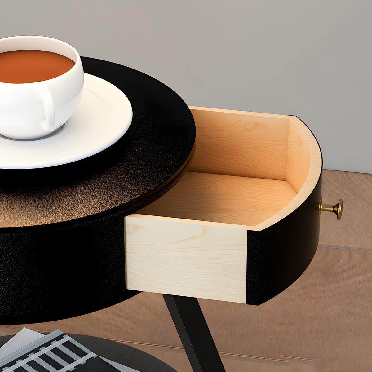 Coffee Table With Floor Lamp Shelf with Lamp Wireless Chargeable Bedside Table - Flyachilles