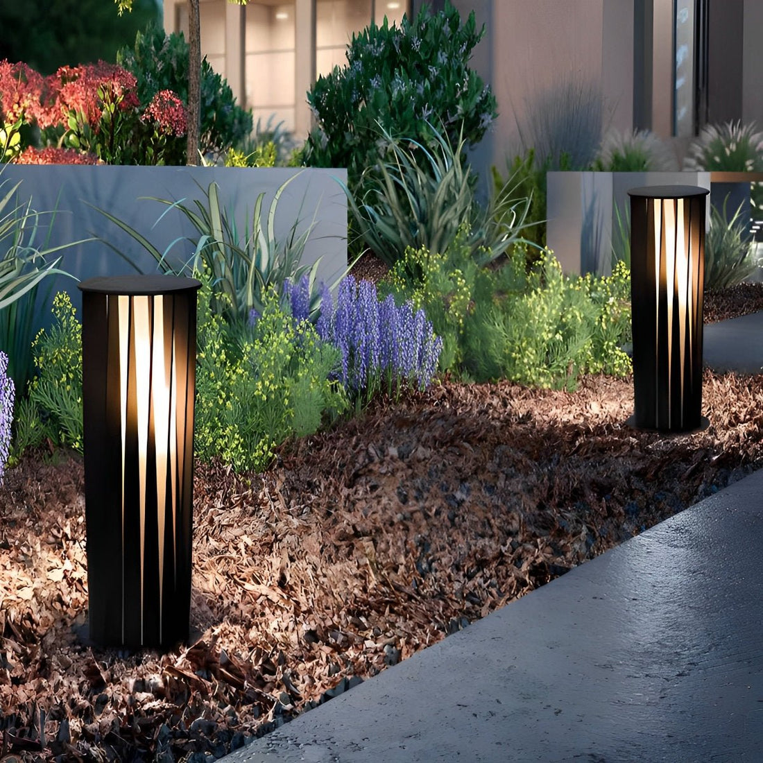 Creative Cylindrical LED Waterproof Black Modern Solar Pathway Light Walkway Floor Lamp - Flyachilles