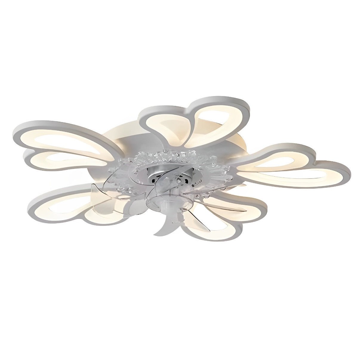 Creative Flower Shaped Three Step Dimming LED Ceiling Fan Lights Chandelier - Flyachilles