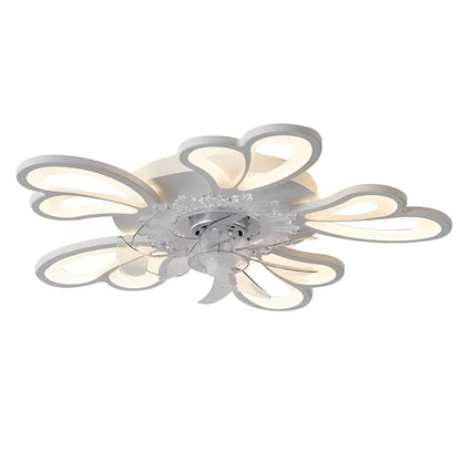 Creative Flower Shaped Three Step Dimming LED Ceiling Fan Lights Chandelier - Flyachilles
