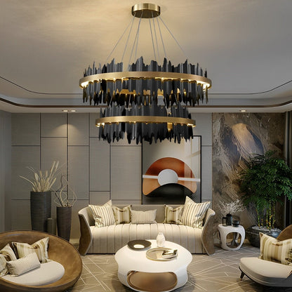 Creative Iceberg Design Metal Circular Stepless Dimming LED Light Chandelier - Flyachilles