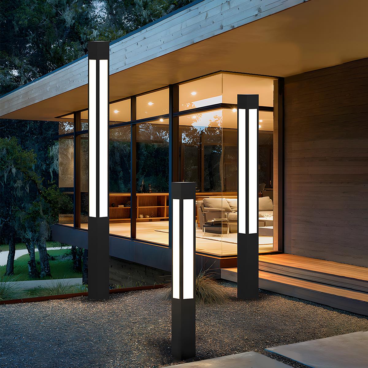 Cylinder Shaped Waterproof LED Black Modern Outdoor Post Lights - Flyachilles
