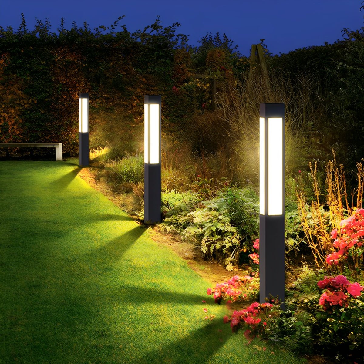 Cylinder Shaped Waterproof LED Black Modern Outdoor Post Lights - Flyachilles