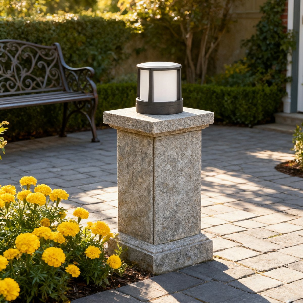 Cylindrical Aluminum LED Waterproof Black Outdoor Fence Post Lights - Flyachilles