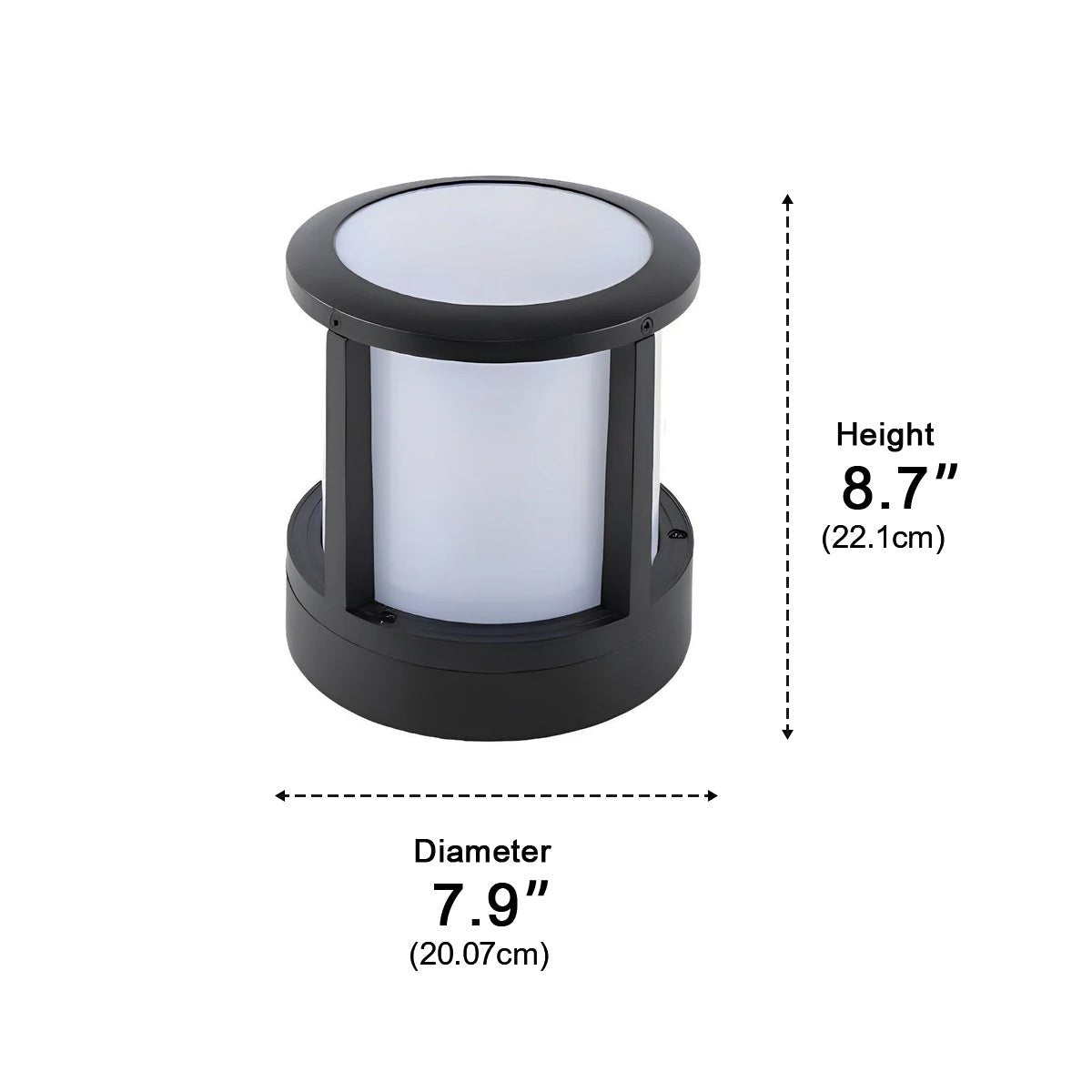 Cylindrical Aluminum LED Waterproof Black Outdoor Fence Post Lights - Flyachilles