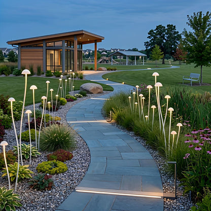 DC24V Modern Waterproof Minimalist Mushroom Stainless Steel LED Outdoor Landscape Lights - Flyachilles