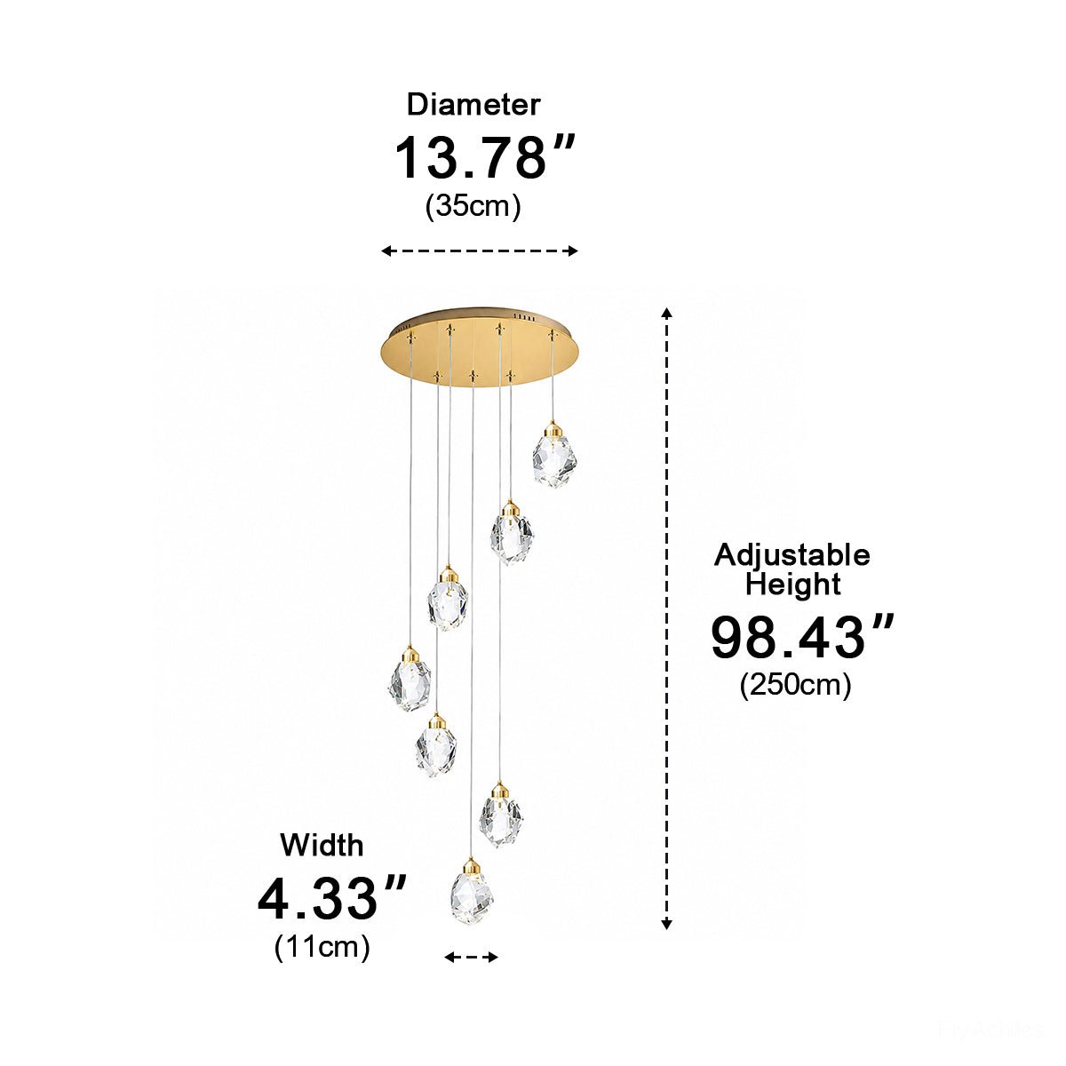 Dimmable Modern Luxury Brass Crystal Pendant Lights - Flyachilles
