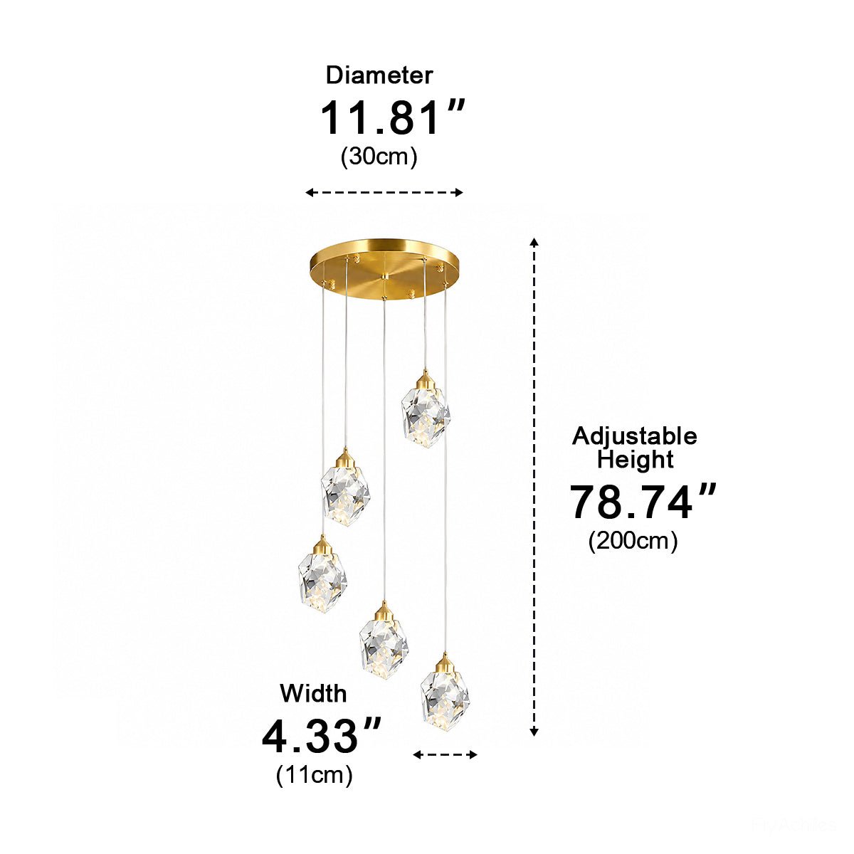 Dimmable Modern Luxury Brass Crystal Pendant Lights - Flyachilles