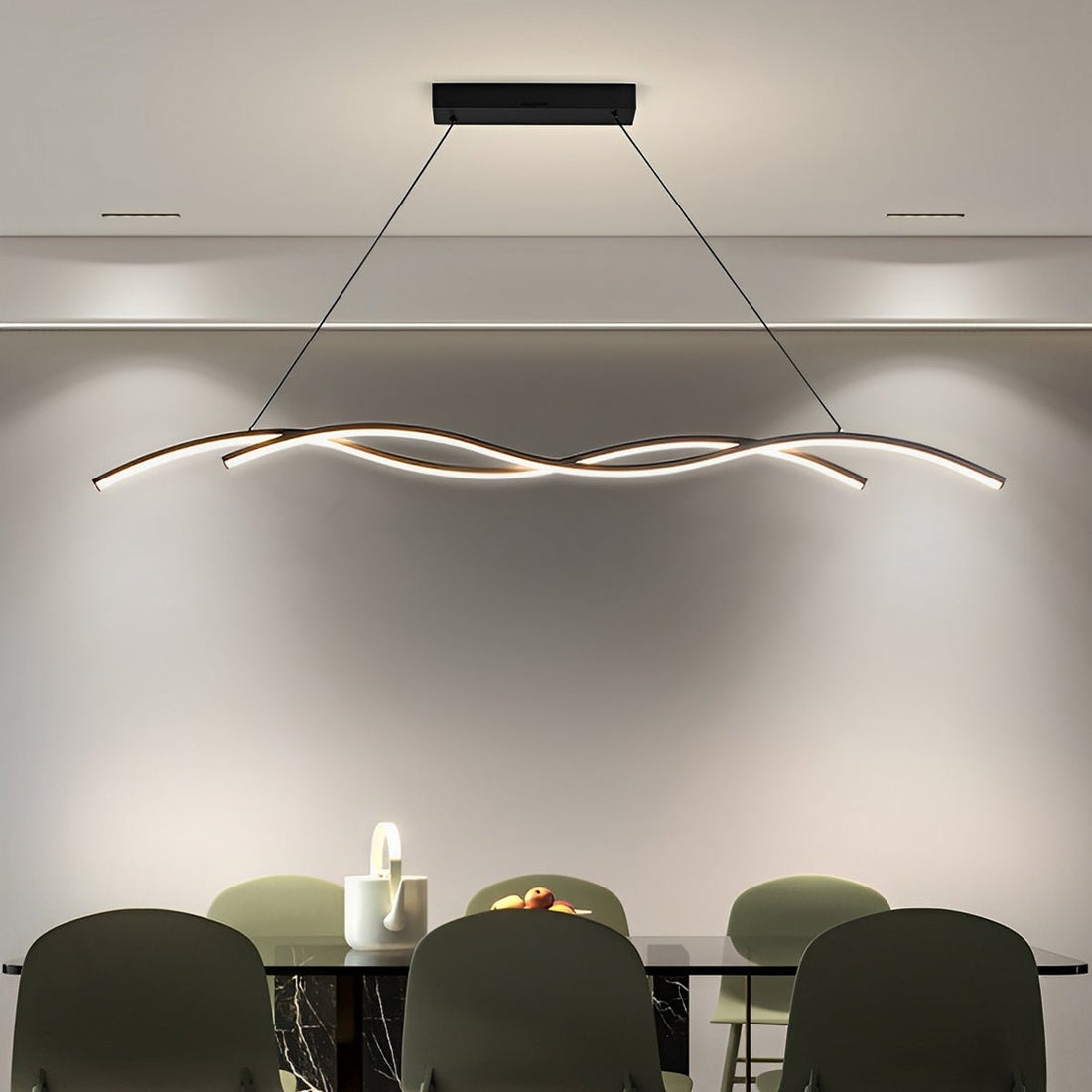 Double Wavy Minimalist LED Creative Modern Chandelier Light - Flyachilles