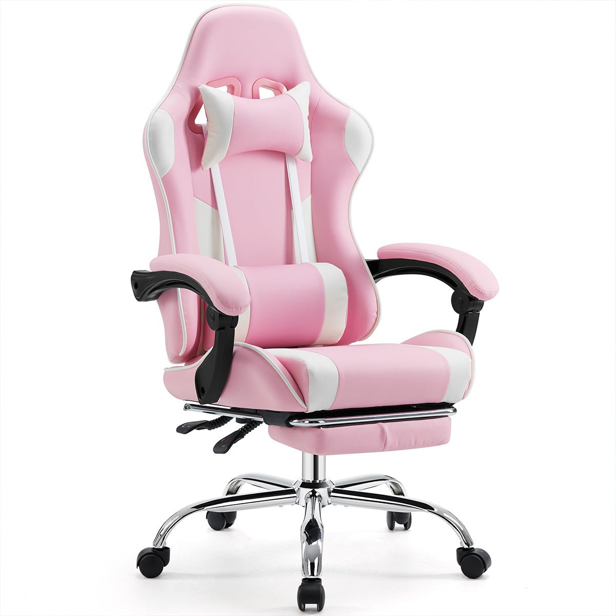 Ergonomic Computer Game Desk Chair Recliner - with Footrest &amp; Lumbar Support &amp; Headrest, Fixed Up Armrest, - Flyachilles