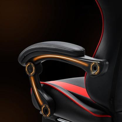 Ergonomic Computer Game Desk Chair Recliner - with Footrest &amp; Lumbar Support &amp; Headrest, Fixed Up Armrest, - Flyachilles