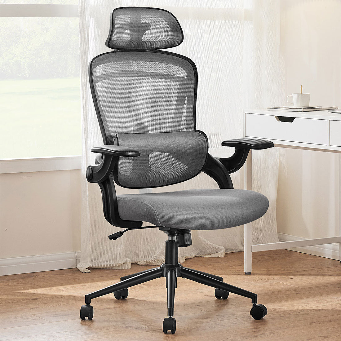Ergonomic Office Chair Desk Chair Mesh Headrest&amp;Lumbar Support Computer Chair - Flyachilles