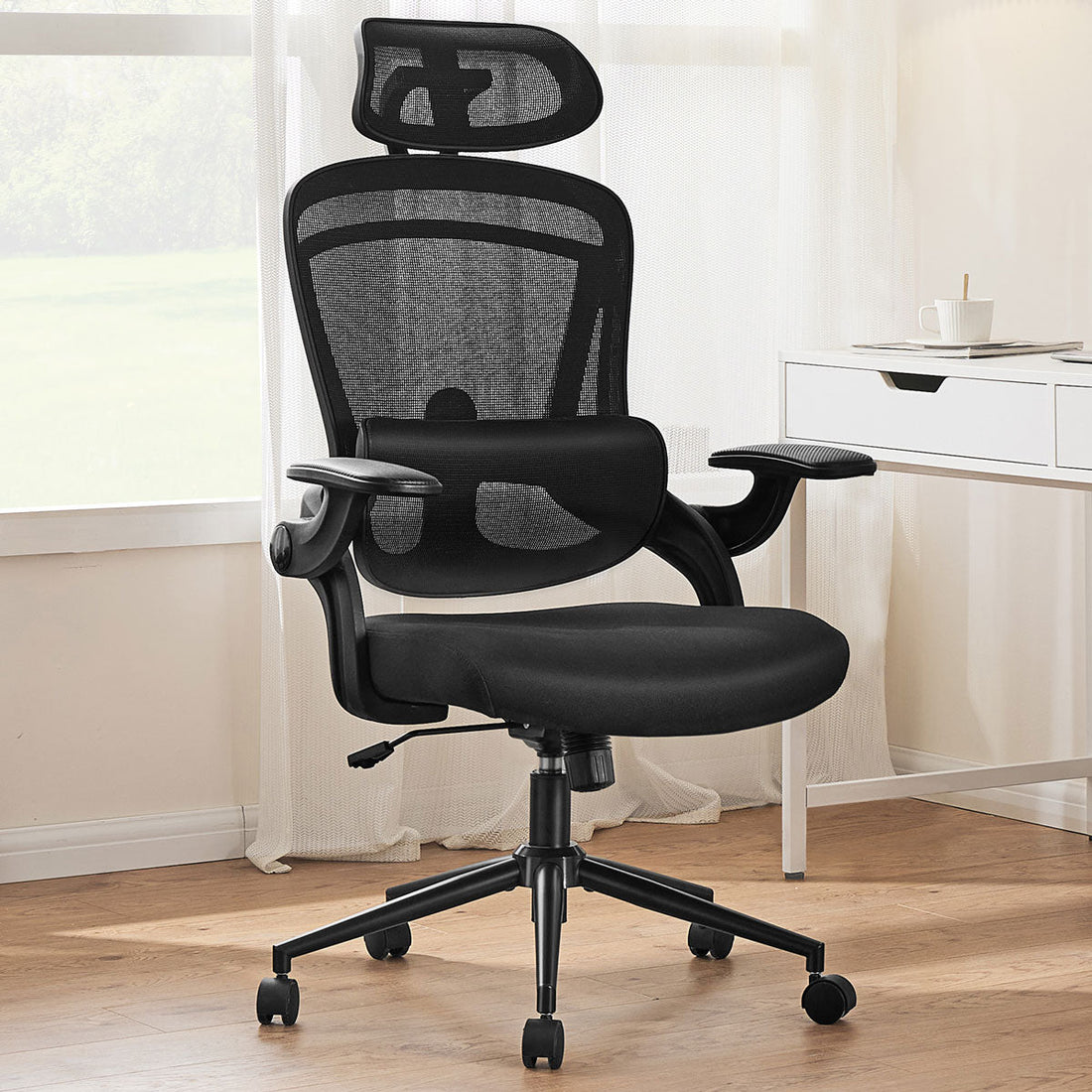 Ergonomic Office Chair Desk Chair Mesh Headrest&amp;Lumbar Support Computer Chair - Flyachilles
