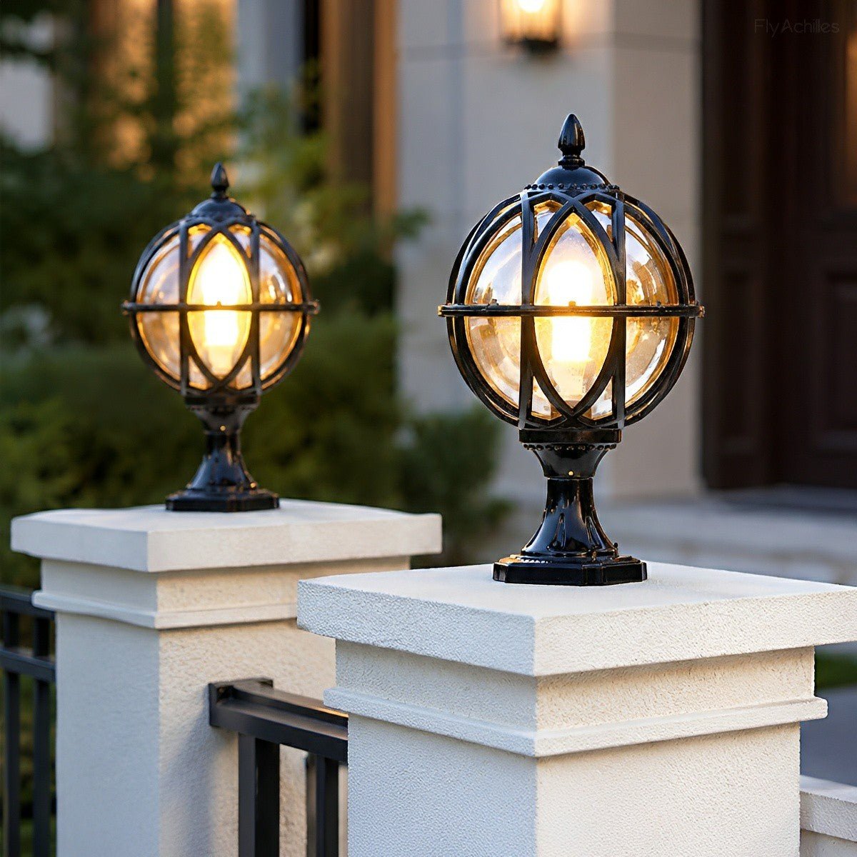 Farmhouse Round Ball Waterproof Outdoor Fence Post Lights - Flyachilles