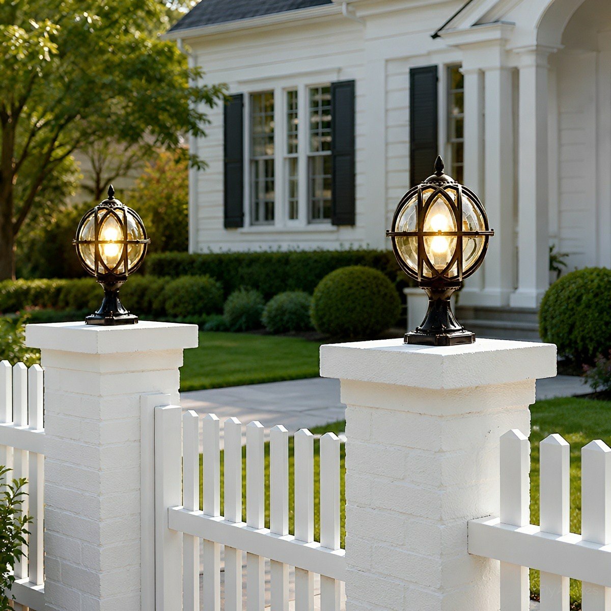 Farmhouse Round Ball Waterproof Outdoor Fence Post Lights - Flyachilles