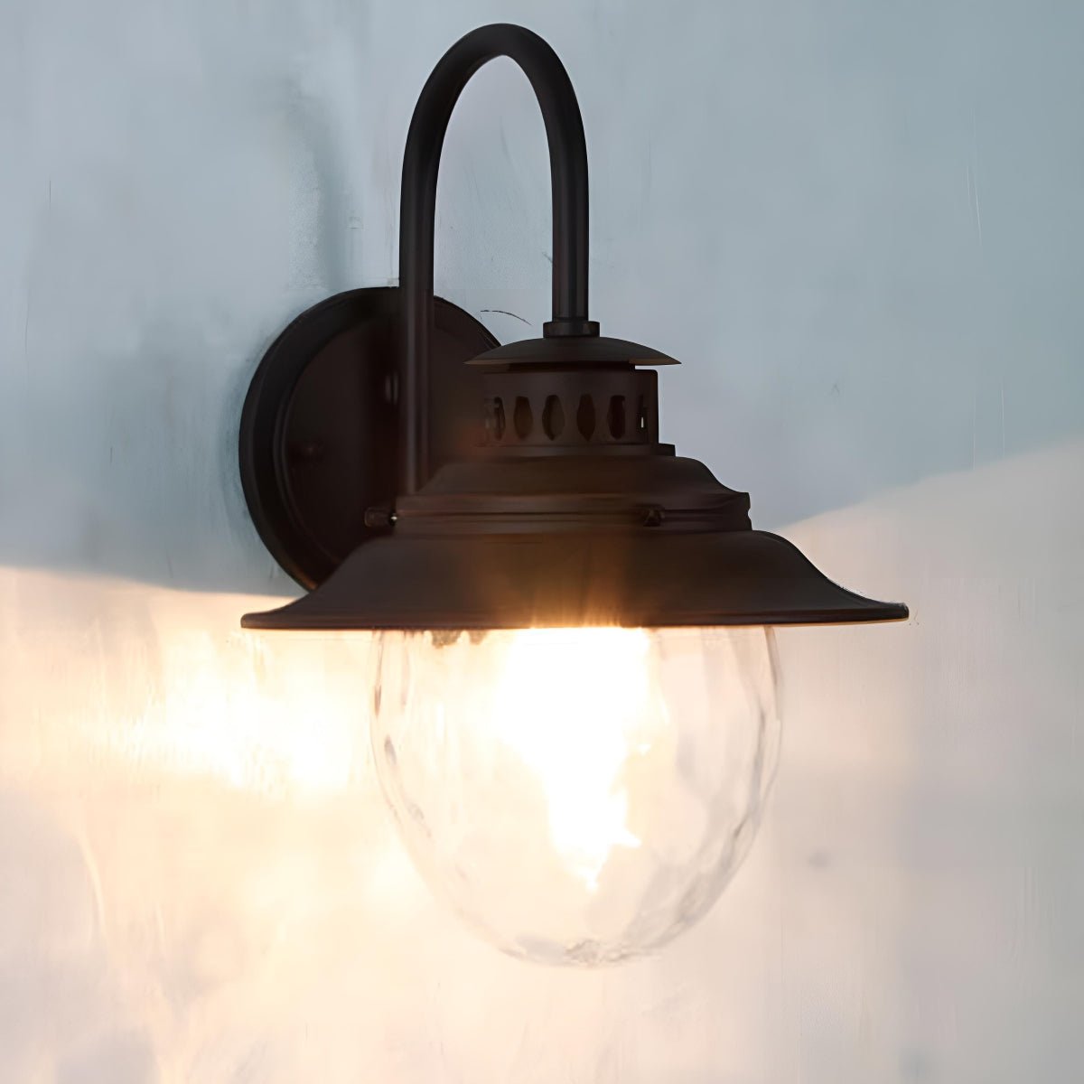 Farmhouse Waterproof Black Horn LED Outdoor Wall Light - Flyachilles