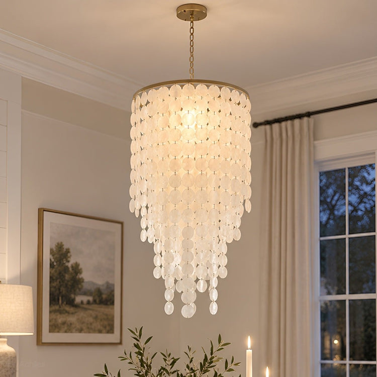 French Natural Shell Cascading LED Chandelier - Flyachilles