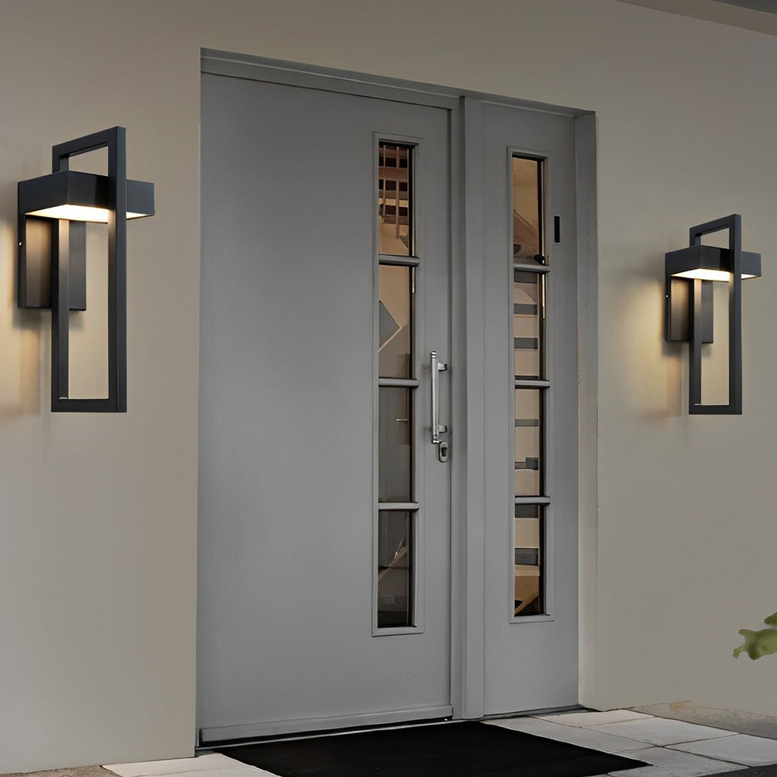 Geometric Rectangular LED Waterproof Black Outdoor Lighting Wall Sconce Lamp - Flyachilles