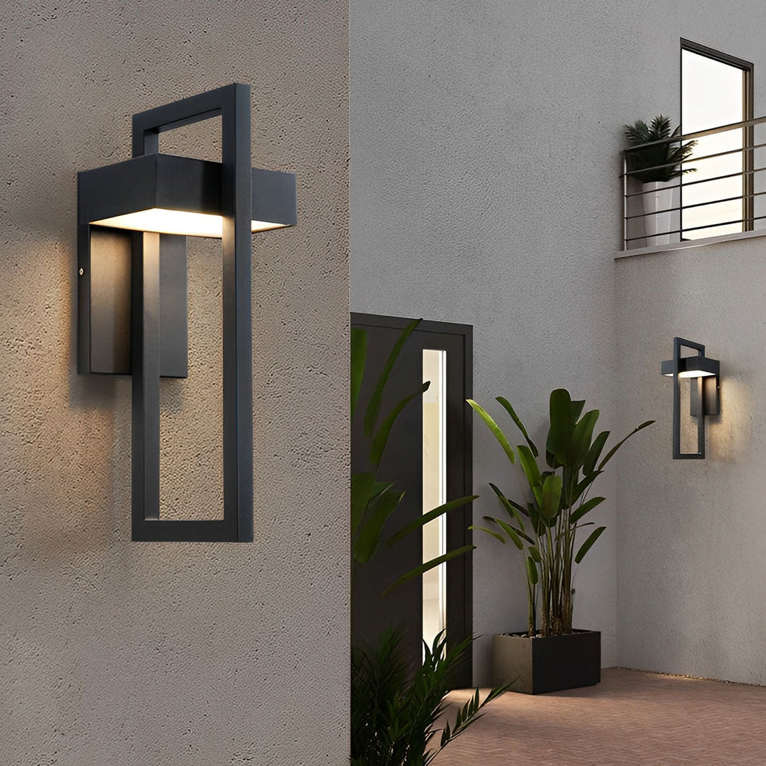 Geometric Rectangular LED Waterproof Black Outdoor Lighting Wall Sconce Lamp - Flyachilles