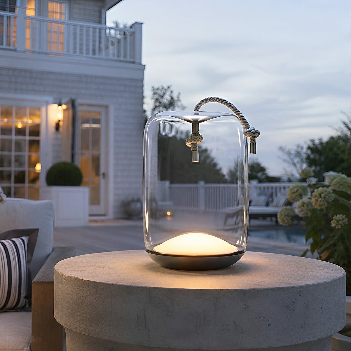 Glass Cylinder Waterproof LED Outdoor Portable Lantern Floor Lamp - Flyachilles