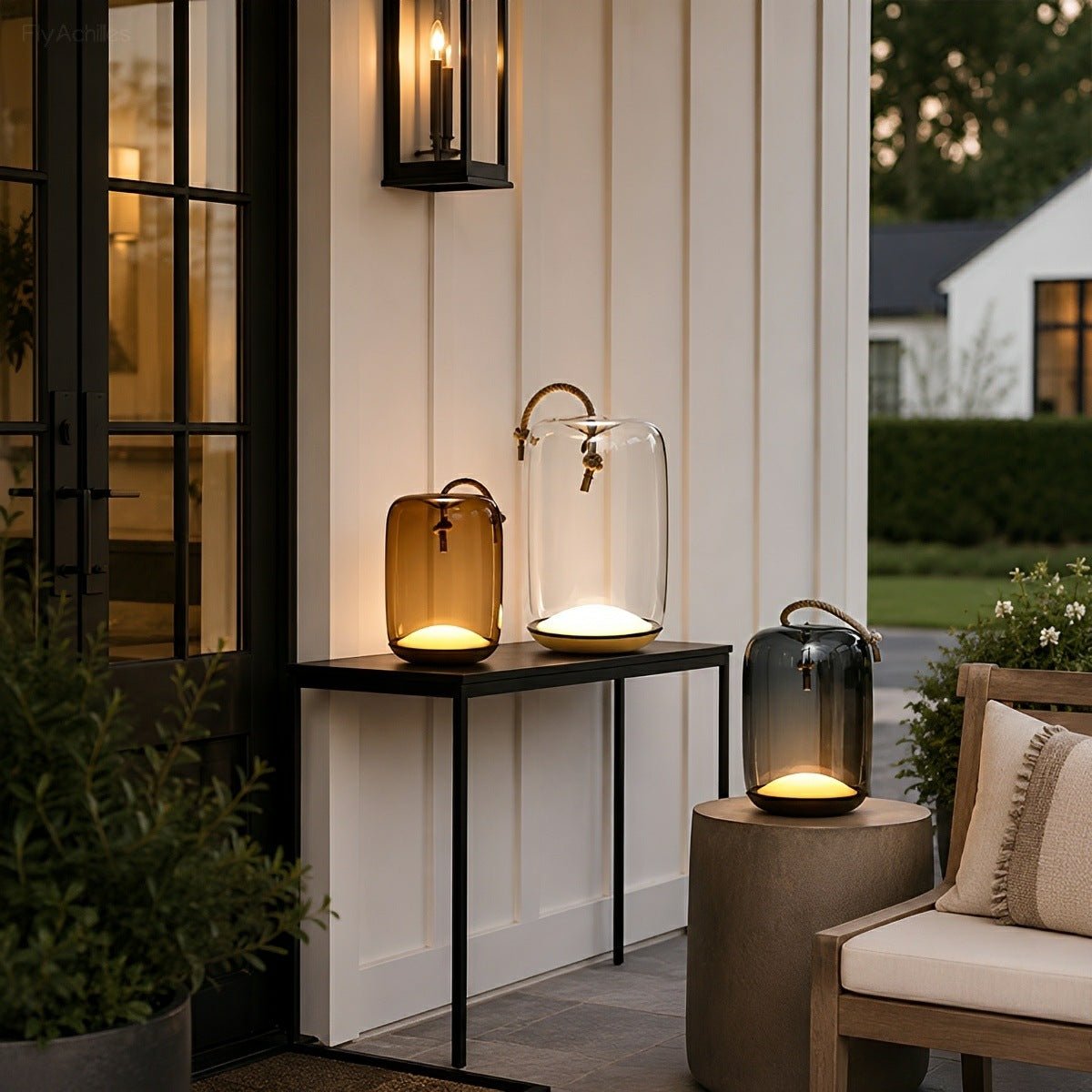 Glass Cylinder Waterproof LED Outdoor Portable Lantern Floor Lamp - Flyachilles