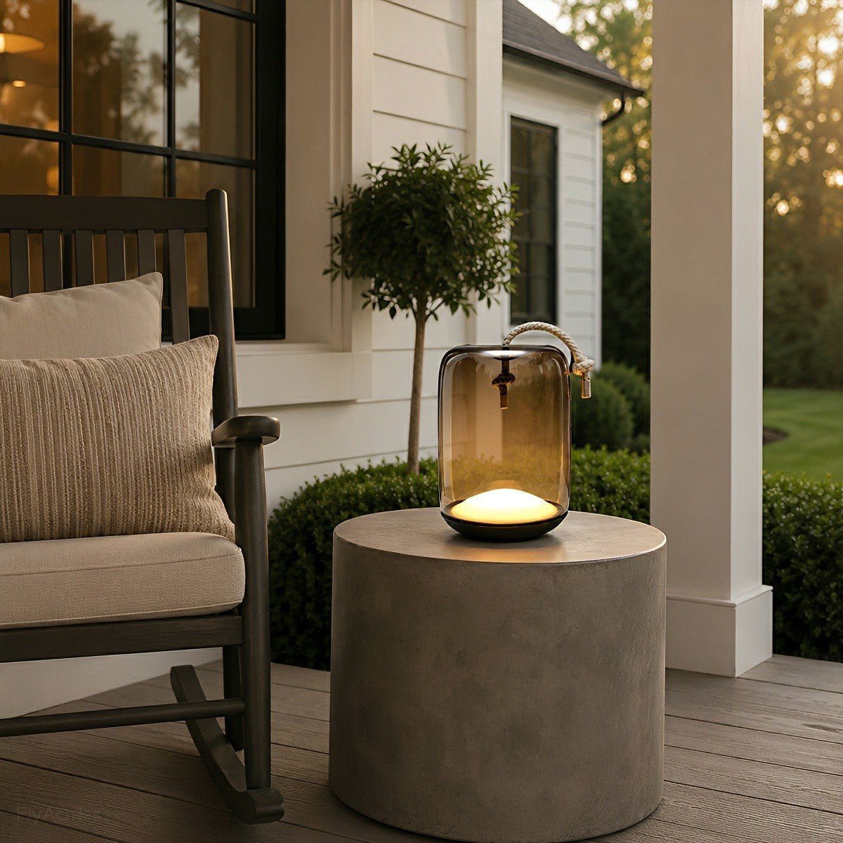 Glass Cylinder Waterproof LED Outdoor Portable Lantern Floor Lamp - Flyachilles
