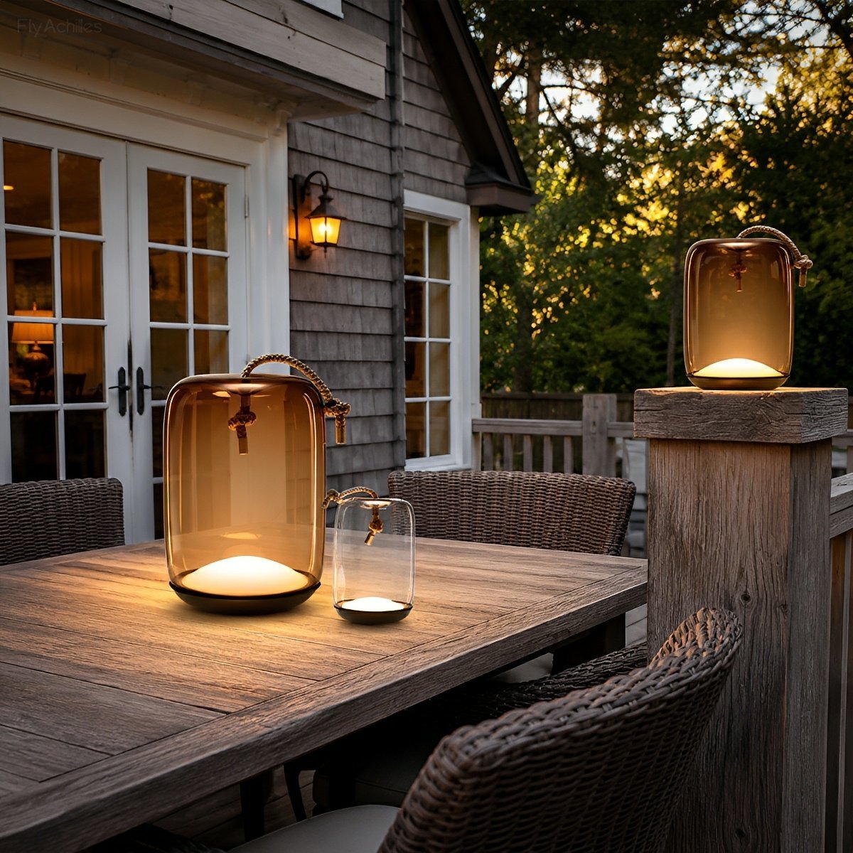 Glass Cylinder Waterproof LED Outdoor Portable Lantern Floor Lamp - Flyachilles