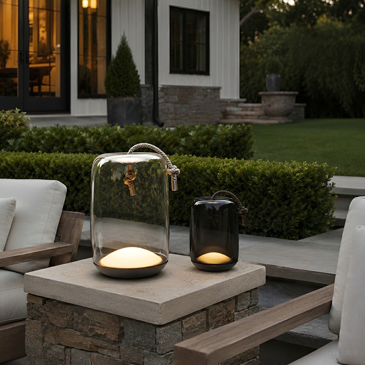 Glass Cylinder Waterproof LED Outdoor Portable Lantern Floor Lamp - Flyachilles