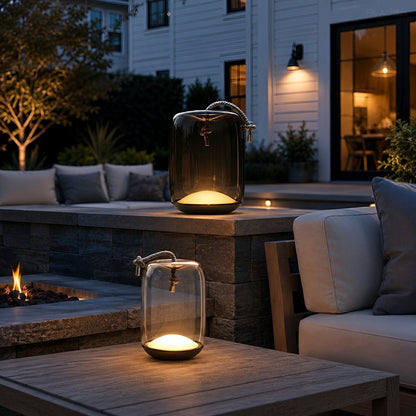 Glass Cylinder Waterproof LED Outdoor Portable Lantern Floor Lamp - Flyachilles