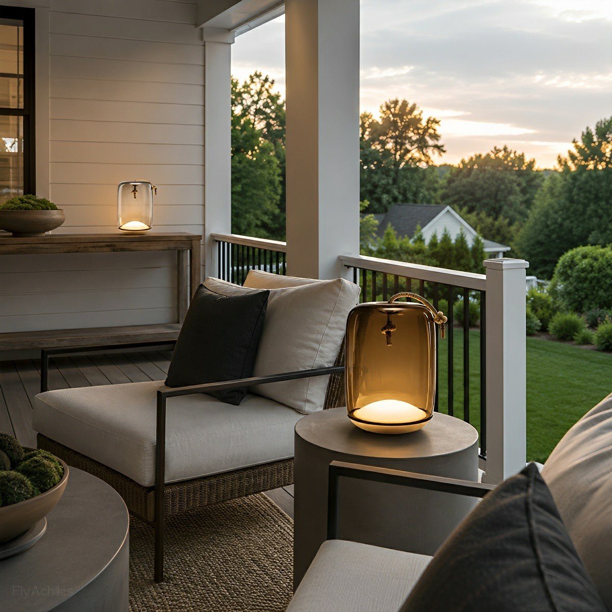 Glass Cylinder Waterproof LED Outdoor Portable Lantern Floor Lamp - Flyachilles